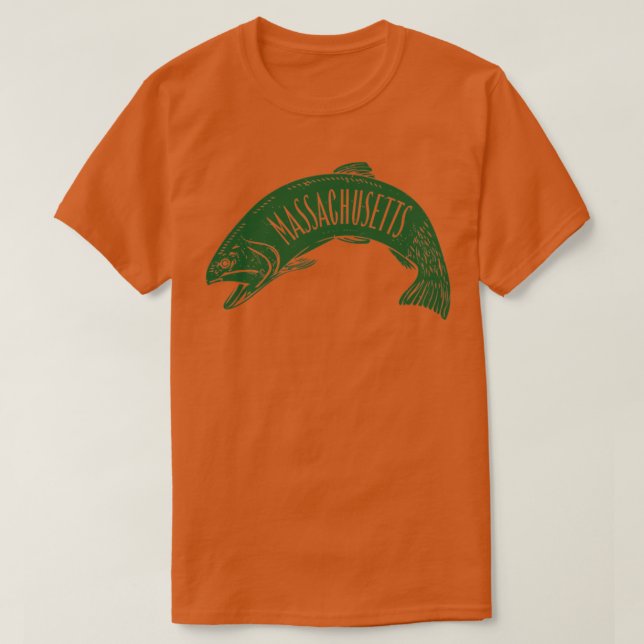 Massachusetts Fish Wordmark (2) T-Shirt (Design Front)