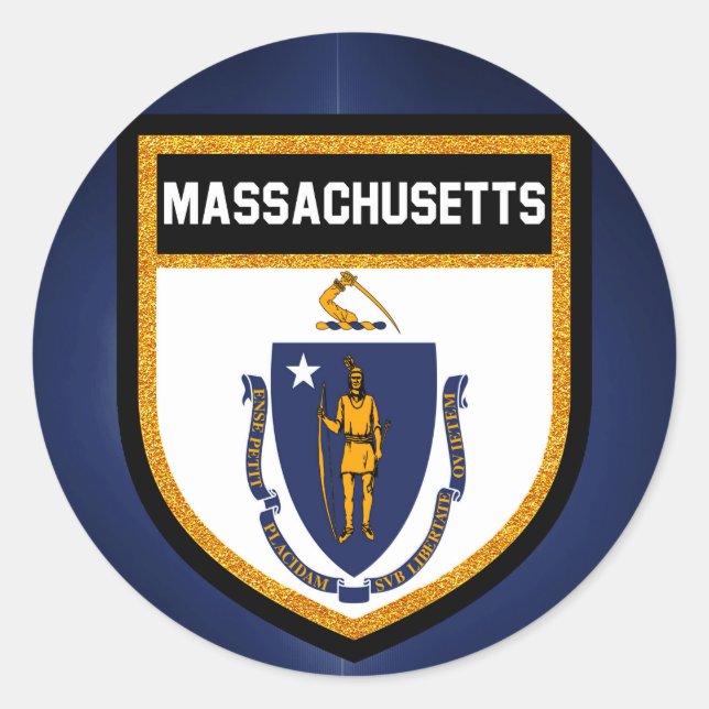 Massachusetts Flag Classic Round Sticker (Front)