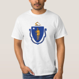 Massachusetts Flag for Men's-T-Shirt-White T-Shirt