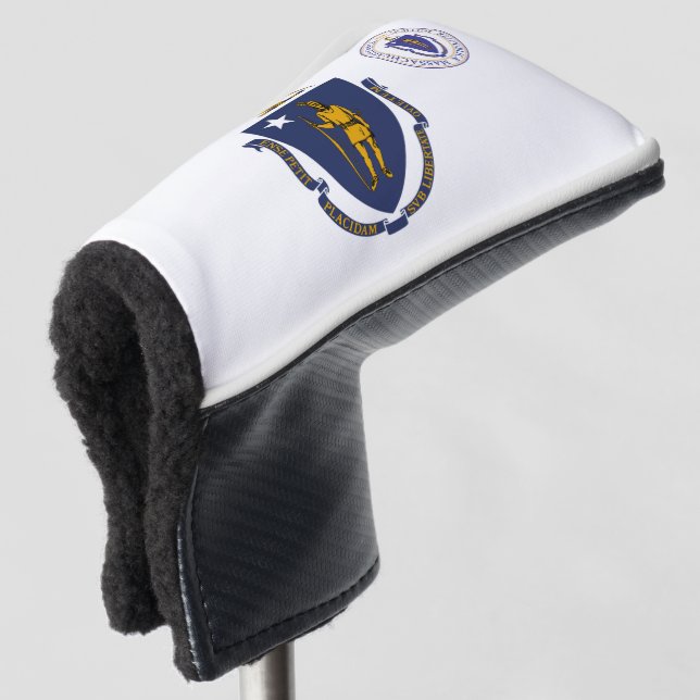 Massachusetts flag golf head cover (3/4 Front)