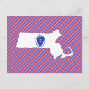 Massachusetts Flag Map Postcard