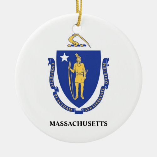 Massachusetts Flag Ornament MA