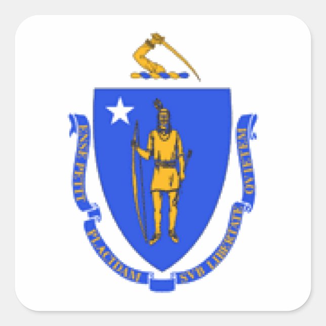 Massachusetts Flag Square Sticker (Front)