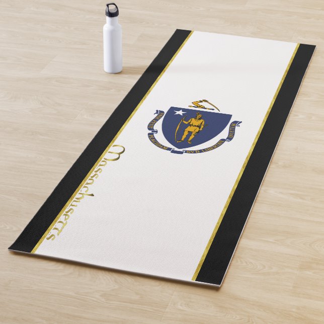 Massachusetts flag yoga mat (In Situ)