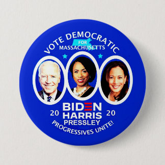 Massachusetts for Biden / Harris / Pressley Button