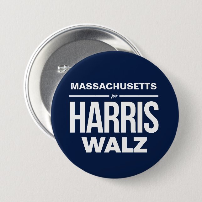 Massachusetts for Harris Walz Button (Front & Back)