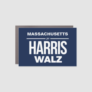 Massachusetts for Harris Walz Car Magnet