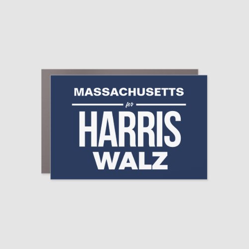 Massachusetts for Harris Walz Car Magnet