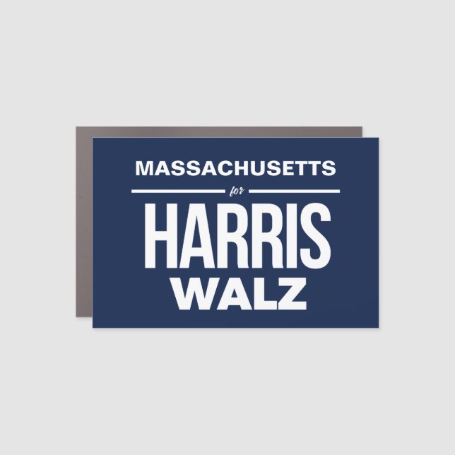 Massachusetts for Harris Walz Car Magnet (Front)