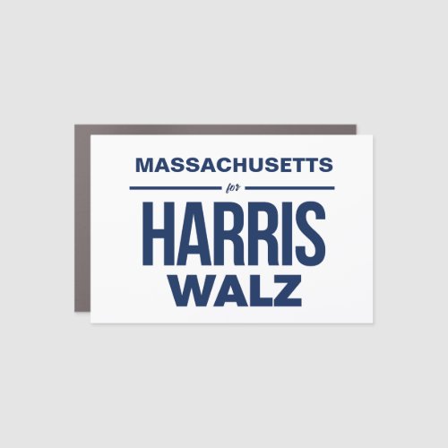 Massachusetts for Harris Walz Car Magnet