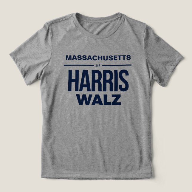 Massachusetts for Harris Walz Tri-Blend Shirt (Design Front)