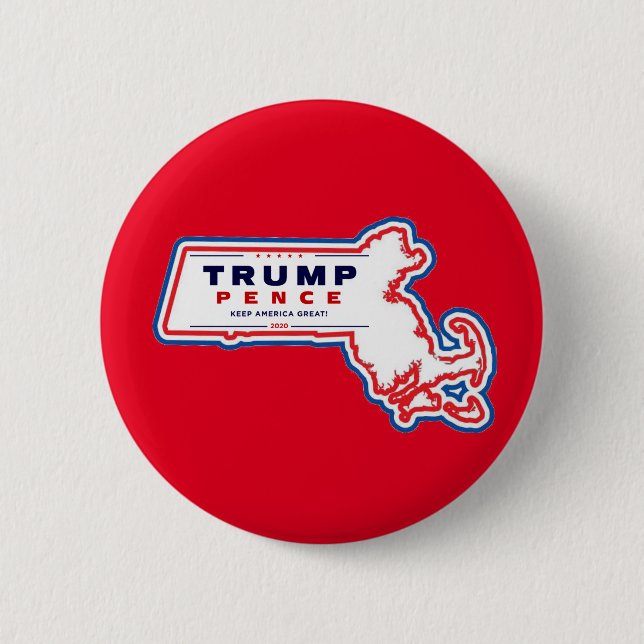 Massachusetts for Trump Pence 2020 Button (Front)