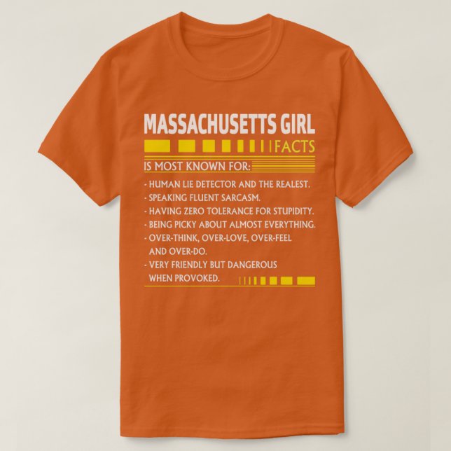 Massachusetts Girl Facts  T-Shirt (Design Front)