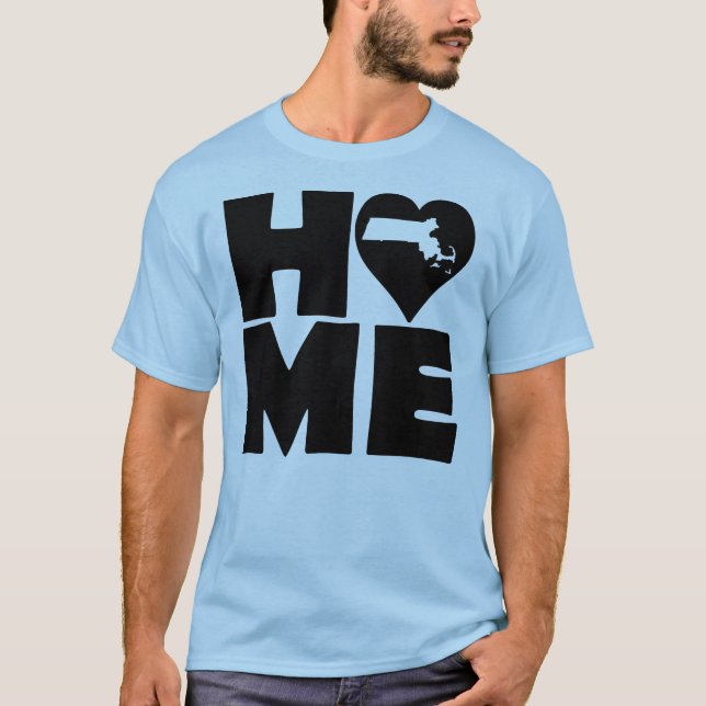 Massachusetts Home Heart State Tees T-Shirt (Front)