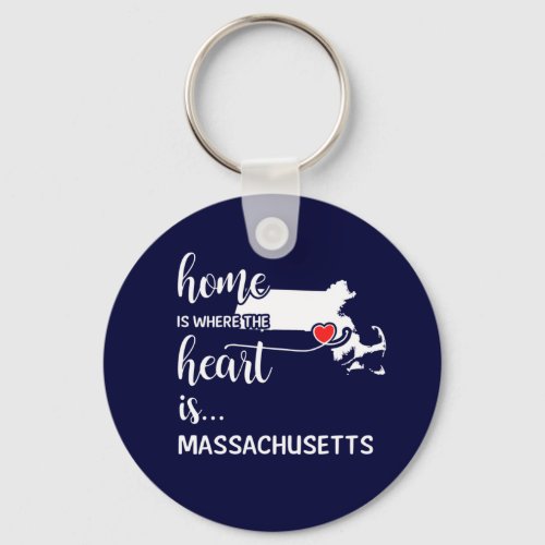 Massachusetts home is where the heart is keychain