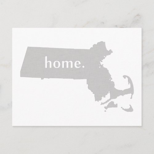 Massachusetts home silhouette state map postcard