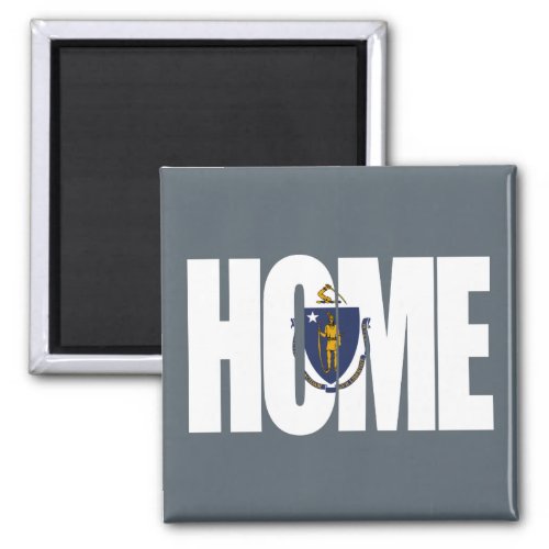 Massachusetts Home _ State Flag Magnet