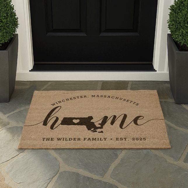 Massachusetts Home State Personalized Fiber Doormat (Creator Uploaded)