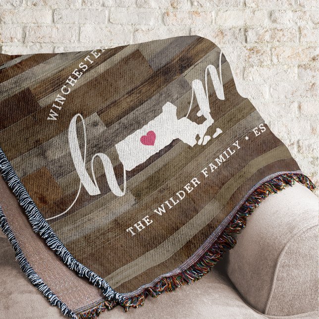 Massachusetts Home State Personalized Wood Look Throw Blanket (Creator Uploaded)