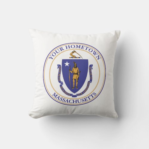 Massachusetts Hometown Personalize Throw Pillow