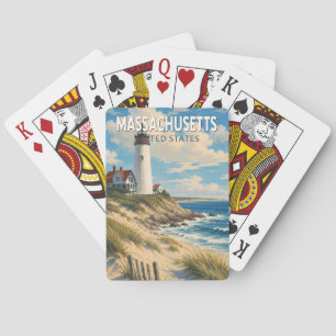 Massachusetts Illustration Travel Art Vintage Poker Cards