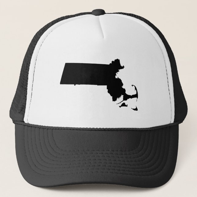 Massachusetts in Black Trucker Hat (Front)