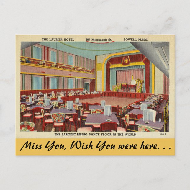 Massachusetts, Laurier Hotel, Lowell Postcard (Front)