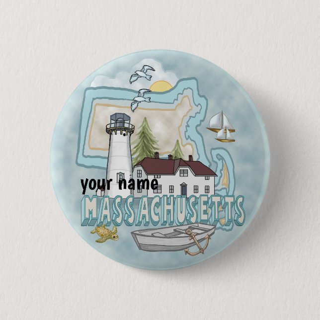 Massachusetts Lighthouse  Button (Front)