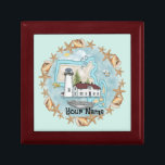 Massachusetts  Lighthouse Gift Box<br><div class="desc">Shells Massachusetts Lighthouse gift box by ArtMuvz Illustration. Matching Lighthouse t-shirts, Lighthouse gifts. Lighthouse t-shirt, christmas and birthday gifts, lighthouse collector apparel. Lighthouse gifts are a great way to show someone you care, especially if they love the ocean, the coast, or lighthouses themselves. Lighthouses are iconic symbols of hope, guidance,...</div>