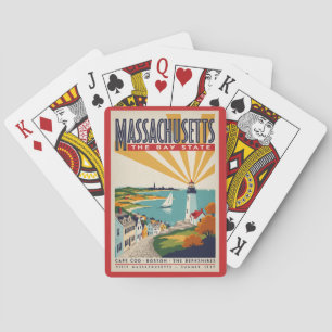 Massachusetts Lighthouse Illustration Travel Art Poker Cards