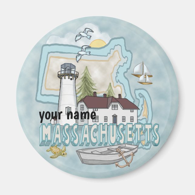 Massachusetts Lighthouse Magnet (Front)