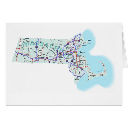 Massachusetts Map Blank Card (Front Horizontal)