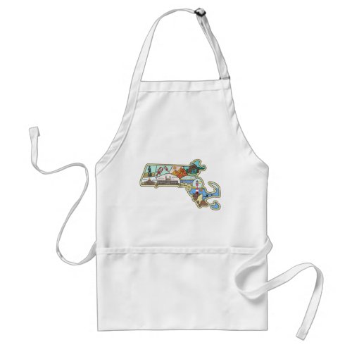 Massachusetts Map Boston Cape Cod Salem Souvenir Adult Apron