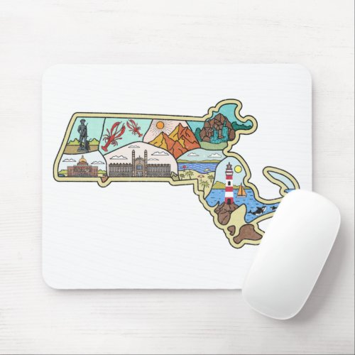 Massachusetts Map Boston Cape Cod Salem Souvenir Mouse Pad