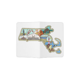 Massachusetts Map Boston Cape Cod Salem Souvenir Passport Holder
