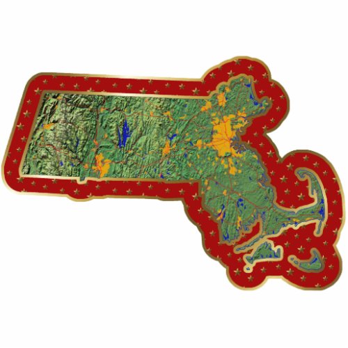 Massachusetts Map Christmas Ornament Cut Out