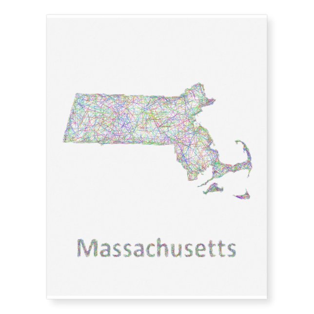 Massachusetts map temporary tattoos (Front)