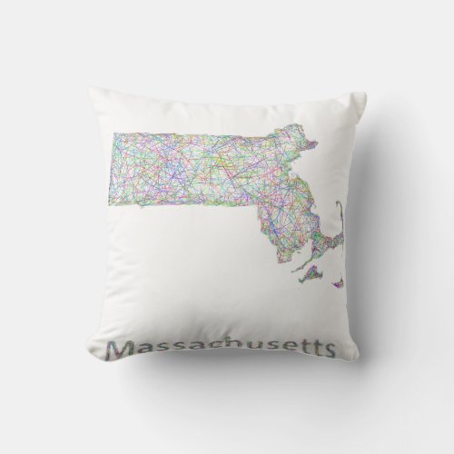Massachusetts map throw pillow