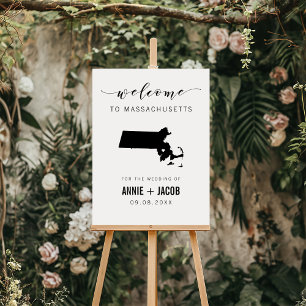 Massachusetts Map Wedding Welcome Sign, Foam Board
