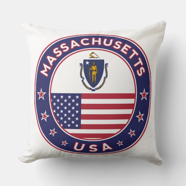 Massachusetts, Massachusetts sticker, phone case Throw Pillow (Front)