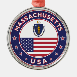 Massachusetts Metal Ornament