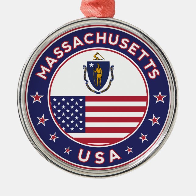Massachusetts Metal Ornament (Front)