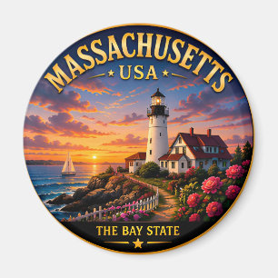Massachusetts New England Vacation Memories 🟡 Magnet