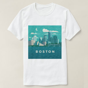 Massachusetts Night Cityscape Boston City T-Shirt