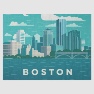 Massachusetts Night Cityscape   Boston City Tissue Paper