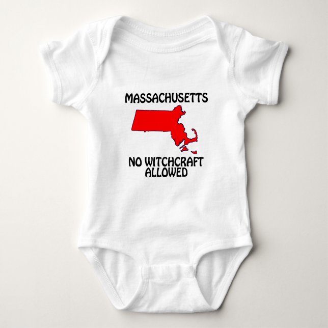 Massachusetts - No Witchcraft Allowed Baby Bodysuit (Front)