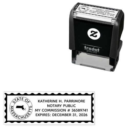 Massachusetts Notary Self Inking Rubber Stamp