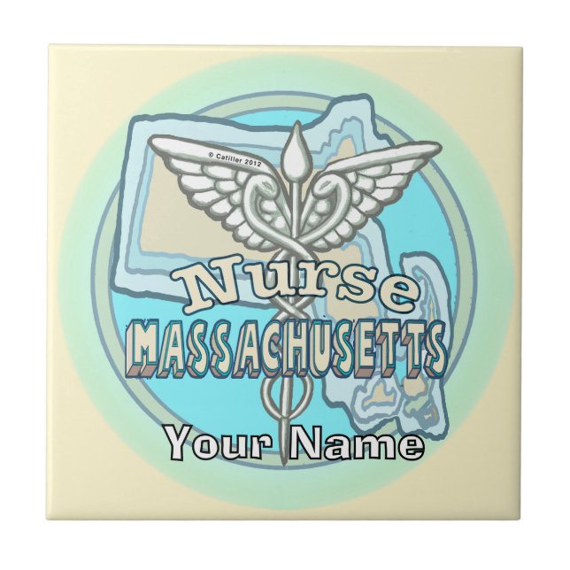 Massachusetts Nurse Caduceus Tile (Front)