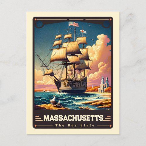  Massachusetts  Patriotic Spirit Vintage Postcard