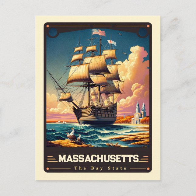  Massachusetts | Patriotic Spirit Vintage Postcard (Front)